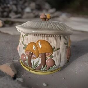 1970's Arnels Giant Merry Mushroom Divided 4 Section Canister Lazy Susan Tray